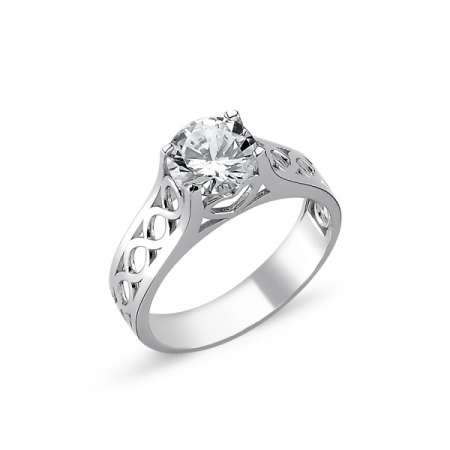 Inel elegant argint 925 rodiat infinit cu zirconiu alb ITU0091 [0]